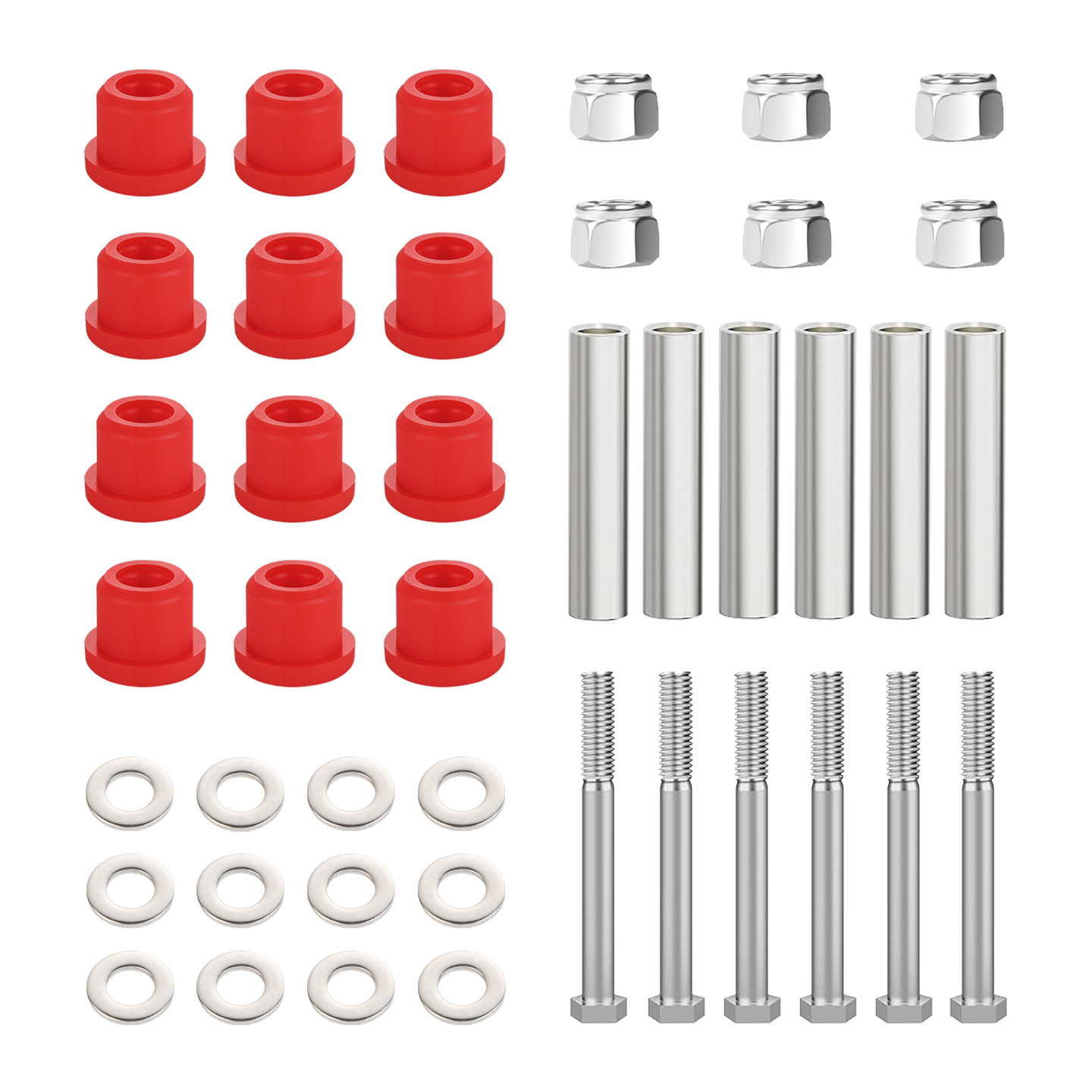 Ezgotxt Red Rubber Sleeve Front Steel Plate Kit 70289-g02 12+6 Rubber Sleeve Iron Sleeve with Screw Kit