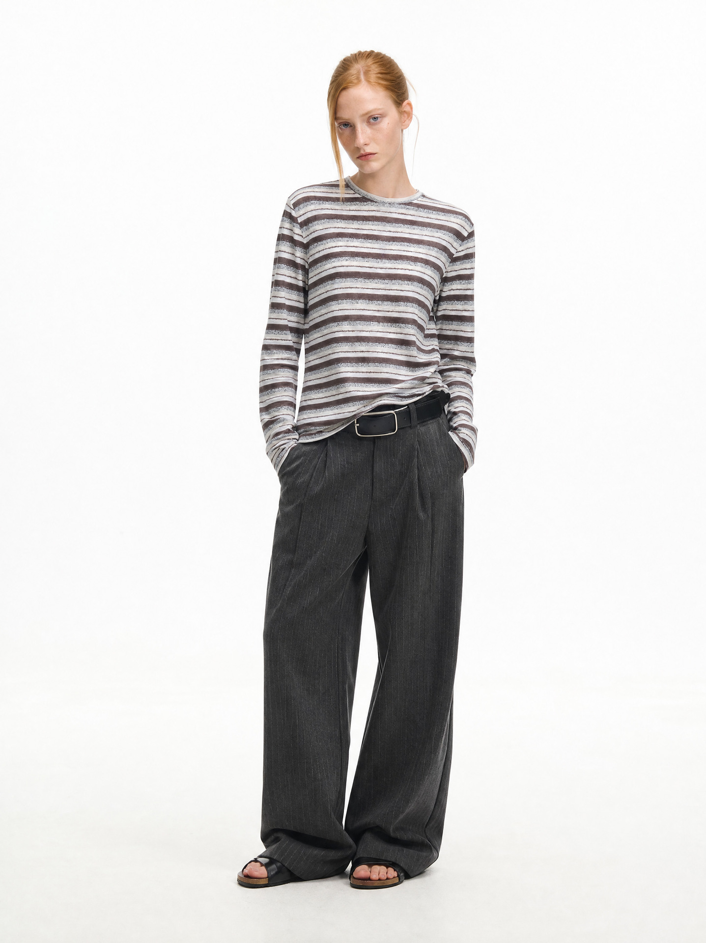 MADEEXTREME 180g Striped Drop-Shoulder Long-Sleeve Tee