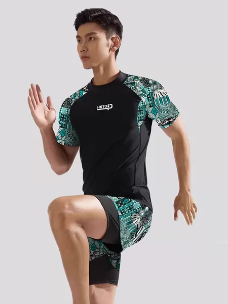Hu Run Men's Swimsuit suit 2024 New Double Layer Anti-Embarrassment plus size Loose Swimming Trunks Beach Holiday Swimsuit
