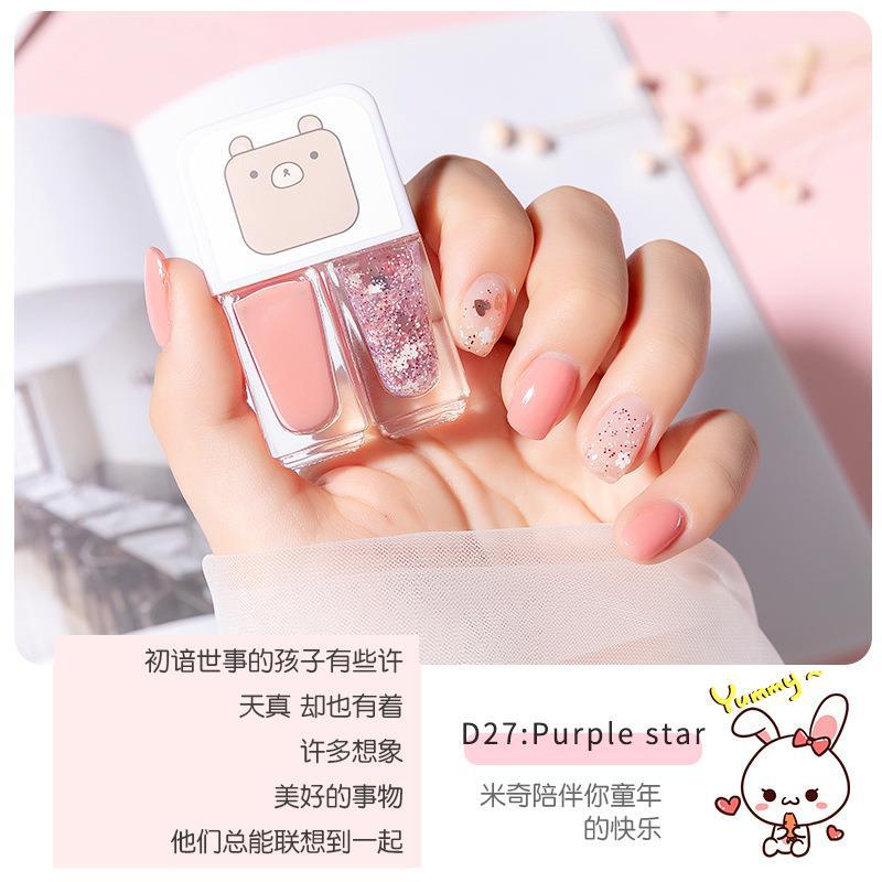 Géminis a base de agua esmalte de uñas hornear-libre de larga duración de secado rápido tearable desnudo transparente inodoro esmalte de uñas al por mayor