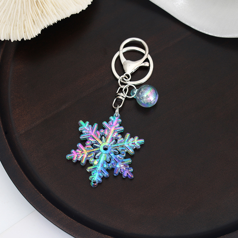 1 Piece Quantity Daily, Tea Party Occasion Acrylic Material Cute Snowflake Arylic Christmas Women's Bag Pendant Keychain