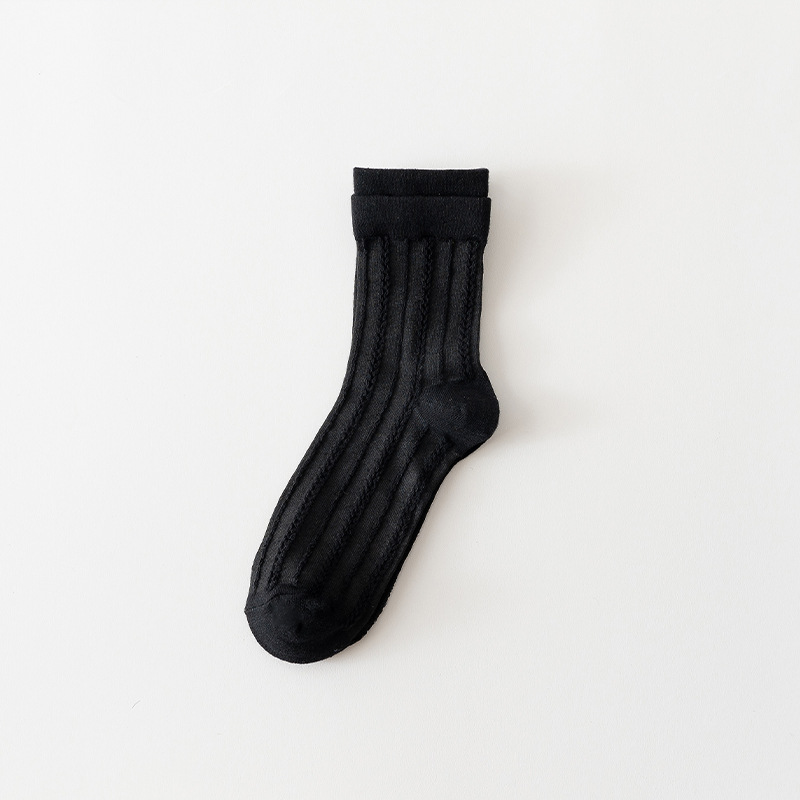 Calcetines de algodón para damas de verano delgados de doble boca antideslizante medias de color sólido versátil calcetines de mujer Zhuhai al por mayor