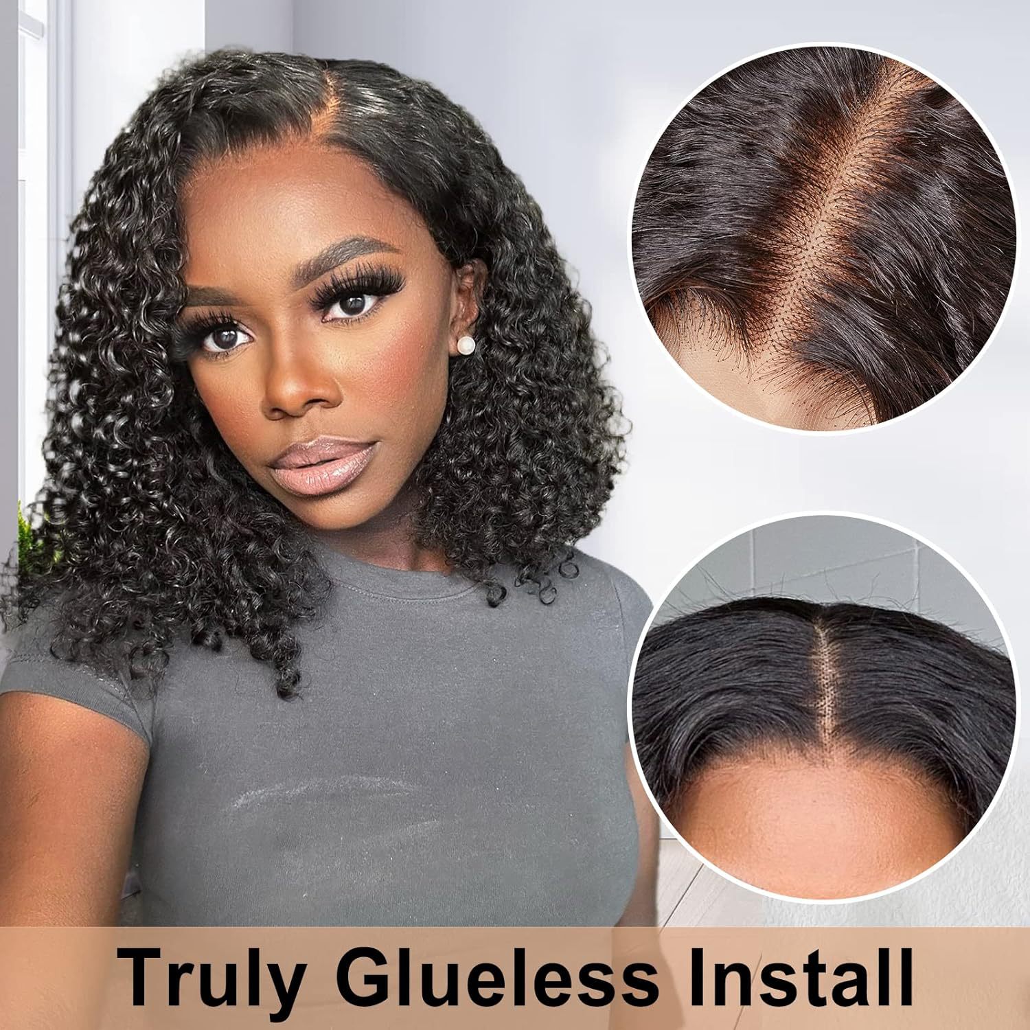 high temperature wire Hair Material Centre Parting Bangs Types Women's Simple Style Weekend Street High Temperature Wire Centre Parting Short Curly Hair Wigs