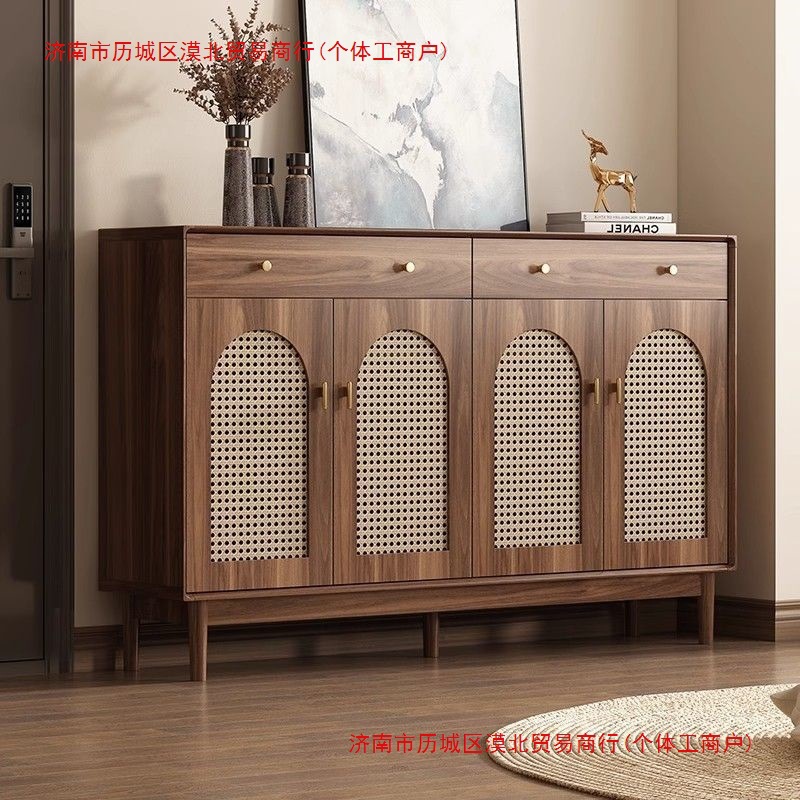 Medieval Style Rattan Shoe Cabinet Solid Wood Home Entrance Entrance Simple Living Room Entry Breathable Storage Locker New Style