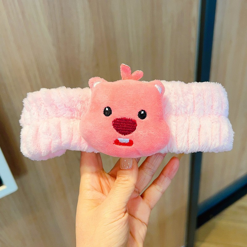 Nuevos dibujos animados tela de tela correa de pelo al por mayor extraña peluche lavado facial maquillaje de tela de tela de tela de banda de mariposa final de cabello de chicas