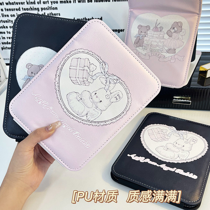 Original espejo de maquillaje de conejo espejo plegable Escritorio de escritorio portátil simple HD dormitorio princesa vestidor