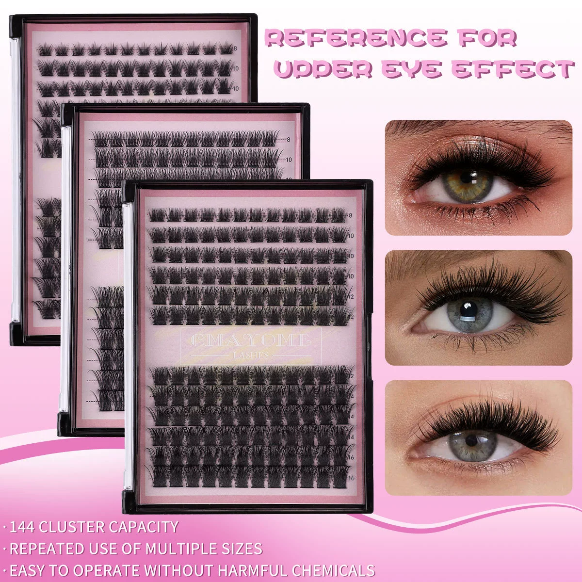 Dense Curling False Eyelash Clusters (European Style) — 144 Clusters, multi-set DIY options