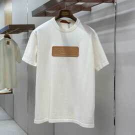 正确版高品质驴家贴布标识短袖休闲皮标短袖情侣同款短袖t恤宽松