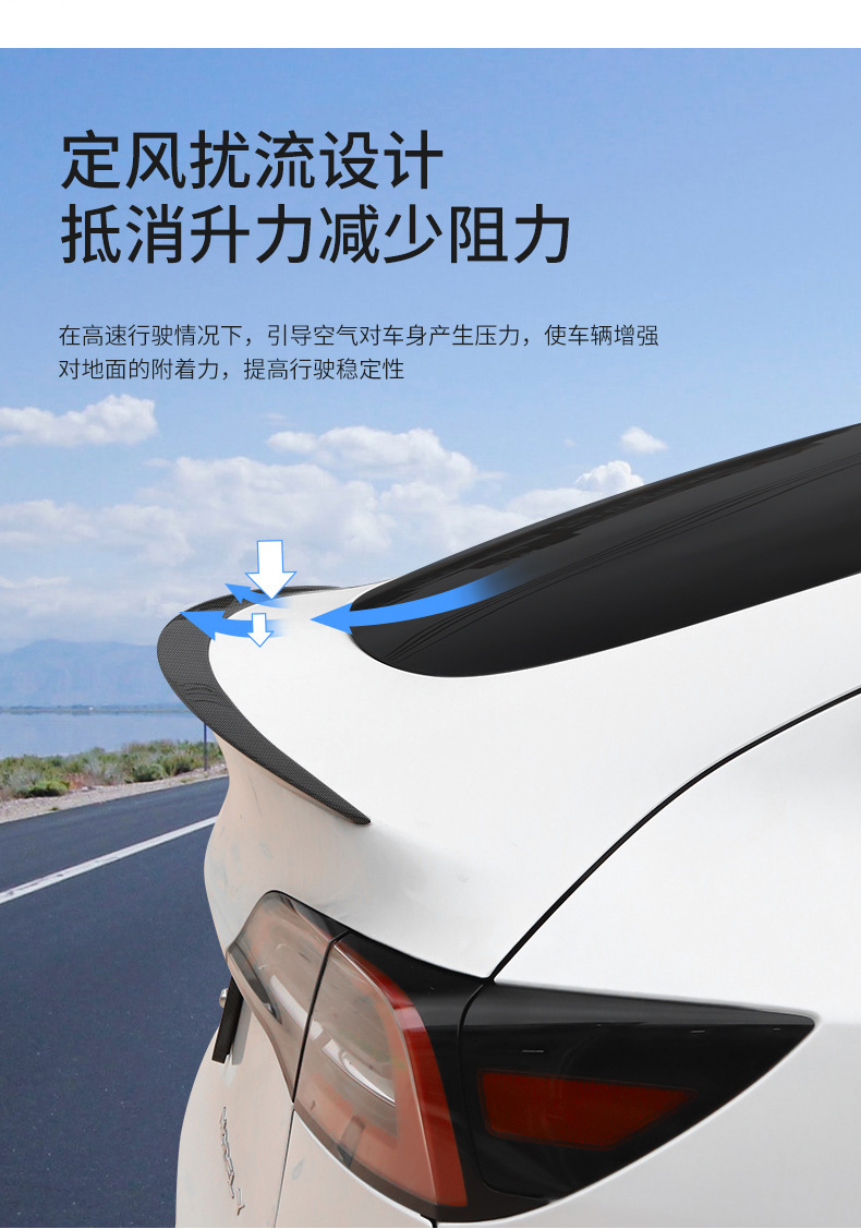 Suitable for the New Version of Model Y/3 Tesla Tail Wing Blow Molding Injection Molding Tail Wing P Version High Performance Fixed Wing Wholesale