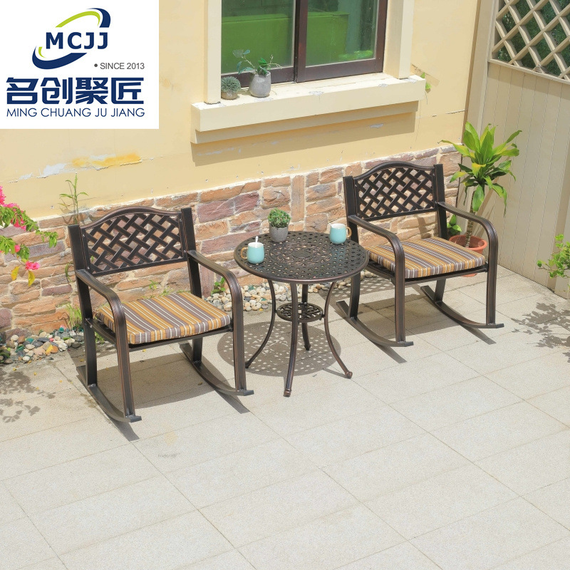 Outdoor cast aluminum table and chair combination garden courtyard dining table balcony Leisure outdoor outdoor anti-corrosion anti-rust three-piece set