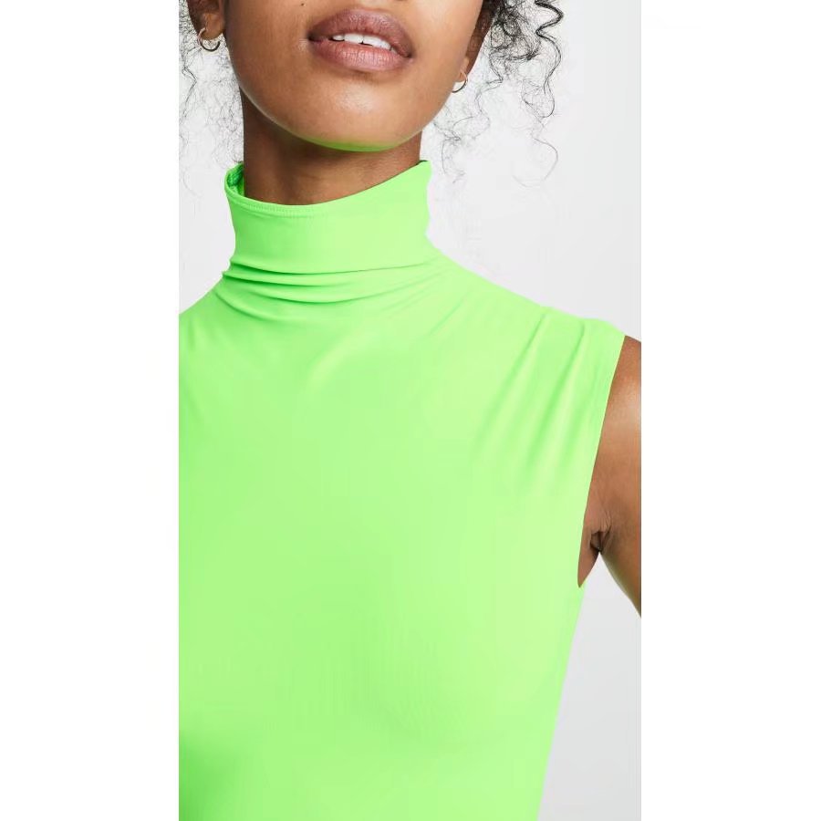 turtleneck sleeveless tight solid color jumpsuit NSAM129001