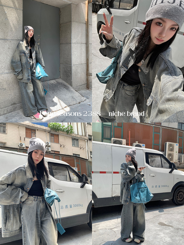 区区欧阳美式复古牛仔外套女秋季新款宽松休闲夹克上衣设计感小众|undefined