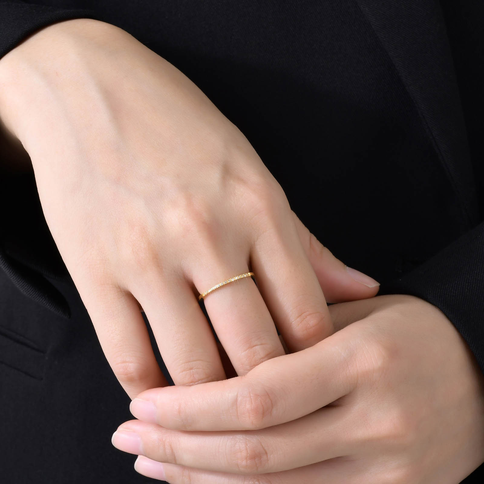 Fashion Geometric Stainless Steel Inlaid Zircon Rings