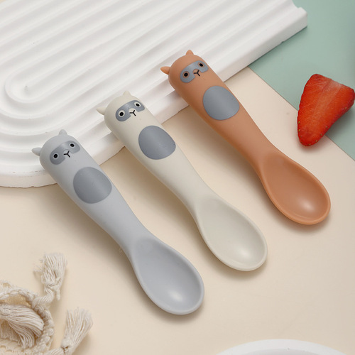 Cartoon Food-Grade Silicone Baby Spoon Soft Spoon Household Baby Newborn Water Feeding Spoons Children's Snack Spoons