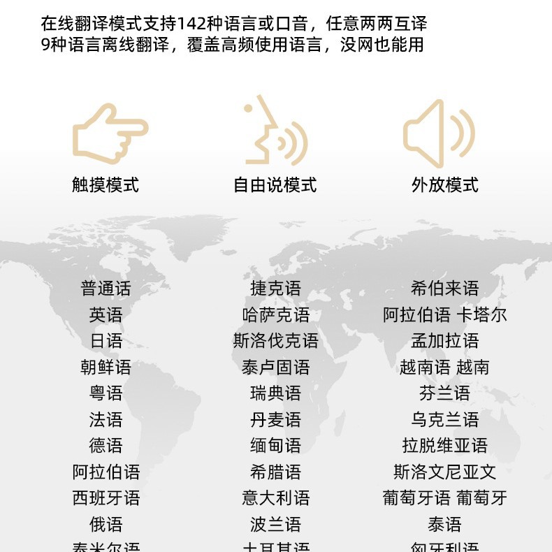 Transfronterizos nuevos auriculares de traducción T23 traductor Bluetooth inalámbrico tipo auricular inalámbrico traducción simultánea multilingüe