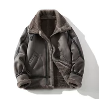 Men's demi-season short warm jacket, brown-gray, sizes M–5XL