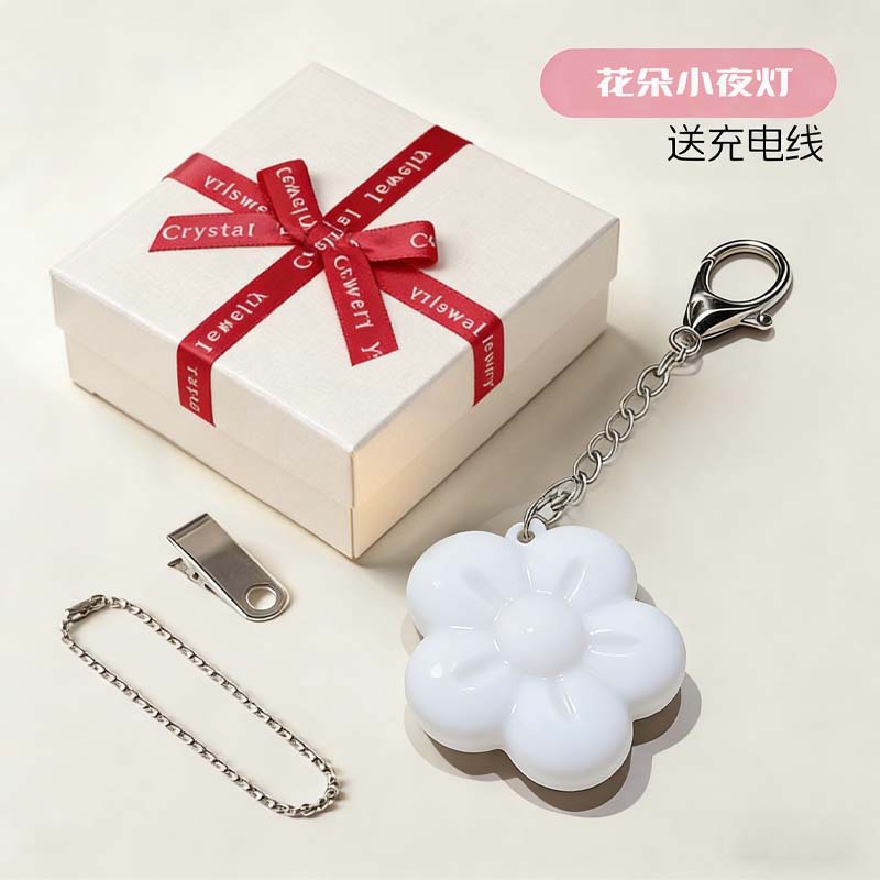 White gift box, flowered