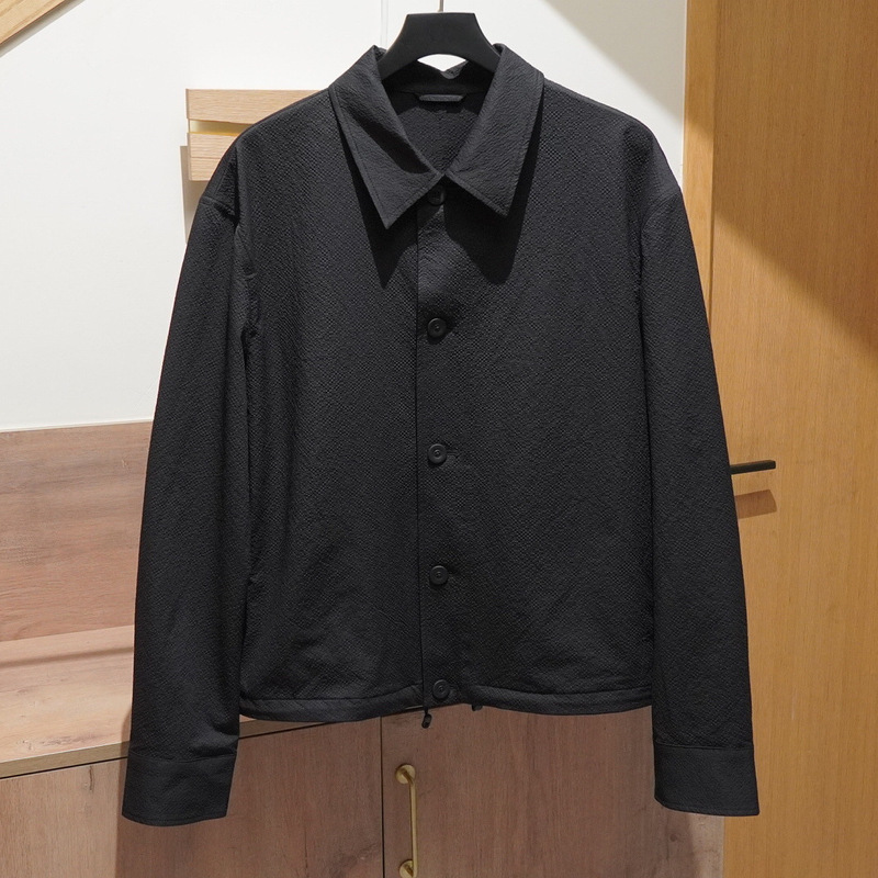 Original Spanish Fashion Men's Black Seersucker Thin Shirt-Style Jacket Loose Version Jacket