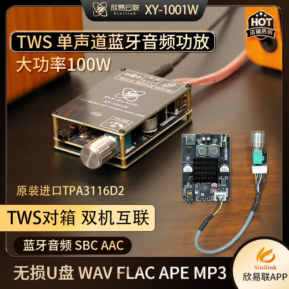 XY-1001W 单声道100W蓝牙音频功放板模块TWS对箱真无线TPA3116