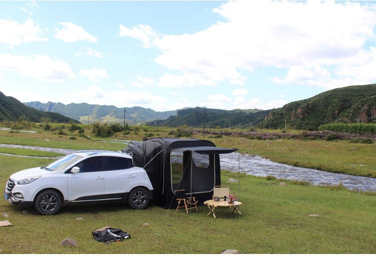 SUV rear automatic quick-open tent, outdoor double-layer canopy, extendable vehicle camping device