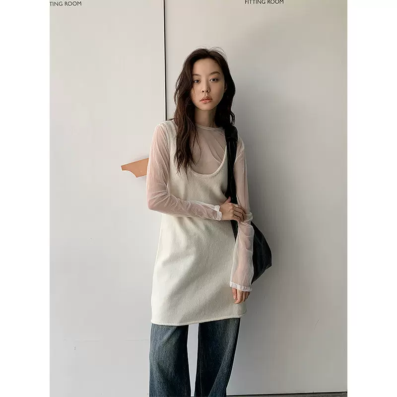 THE MIND全羊毛背心裙2025秋季新款韩版简约叠穿短款连衣裙M9201