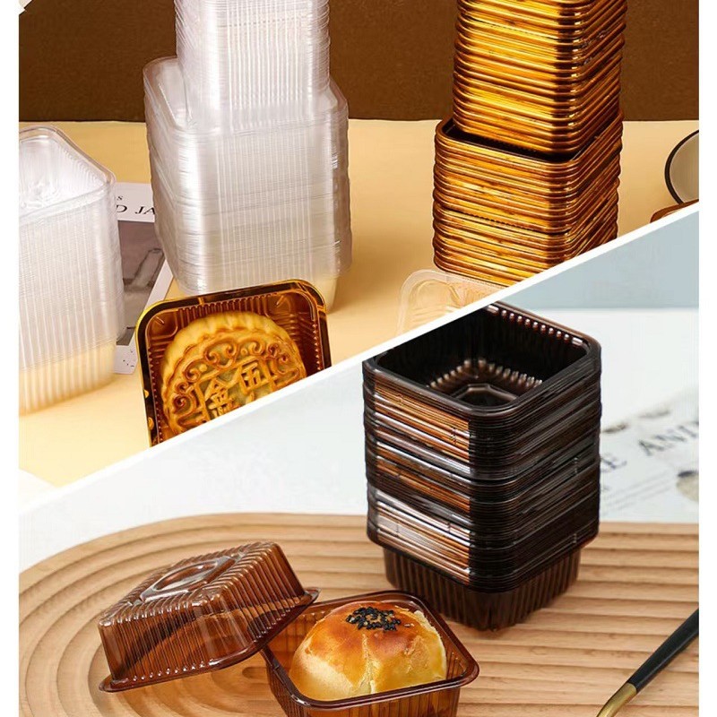 金色透明吸塑月饼托方型蛋黄酥零食包装方托批发点心防潮中秋