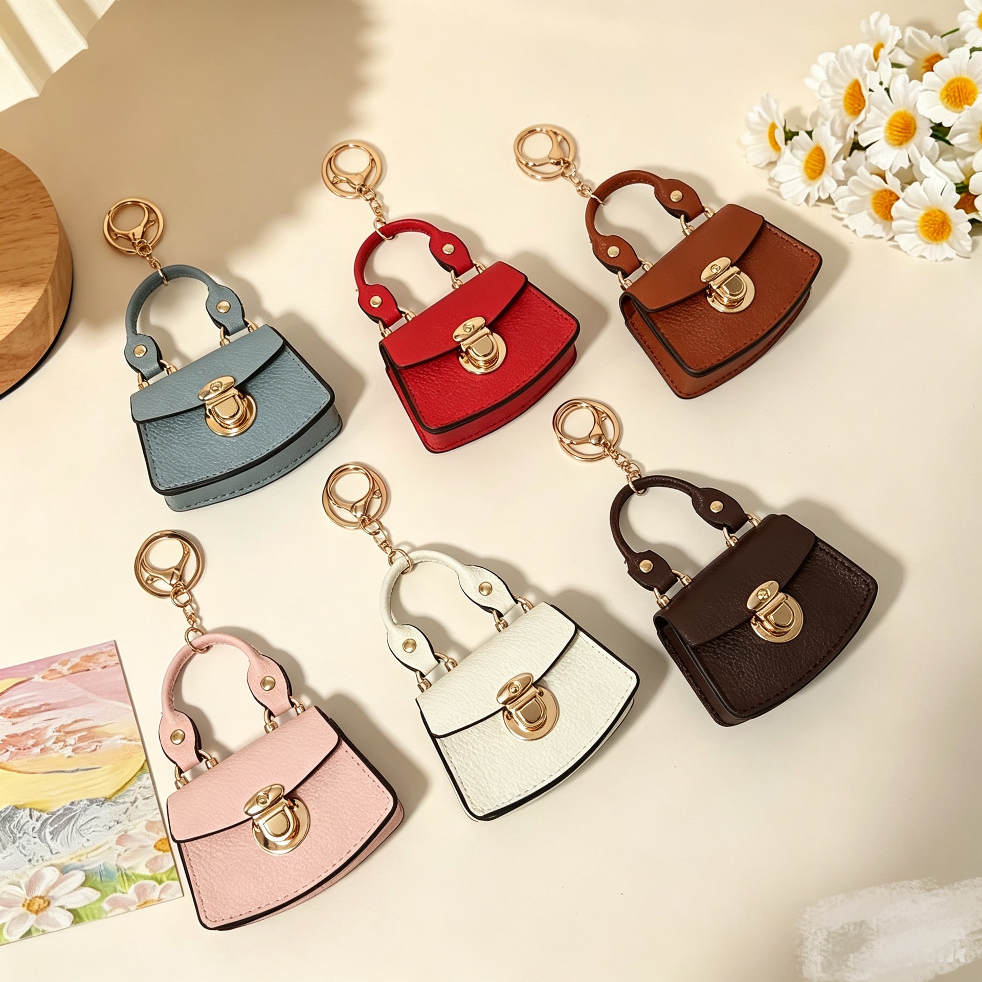 Mini bag versatile fashion metal lock pendant keychain bag accessory