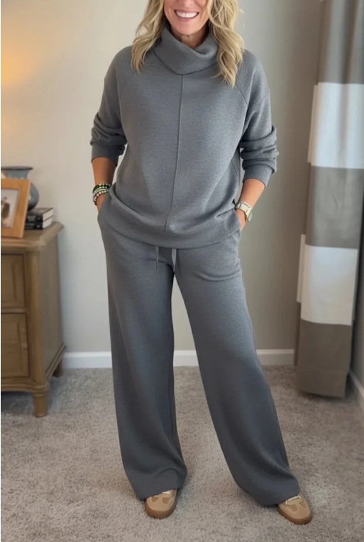 Women's High Neck Sweatshirt Solid Colour Casual Elegant Autumn Top_voghion.com