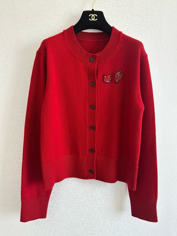 2025 Dong Jie Style Women's Cardigan and Wei Daxun Style Men's Cardigan with Dragon and Fox Embroidery, Wool, Anti-Pilling Level 3