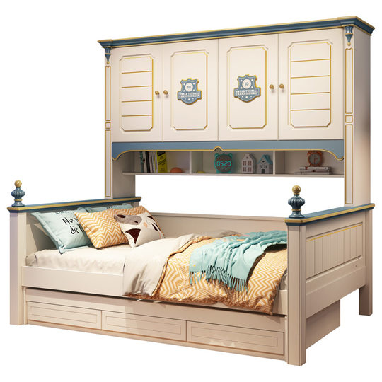 Wardrobe Bed Integrated Combination Bed Small Apartment Household Bedroom Boy's Multifunctional Storage Bookcase Bed American Children's Bed