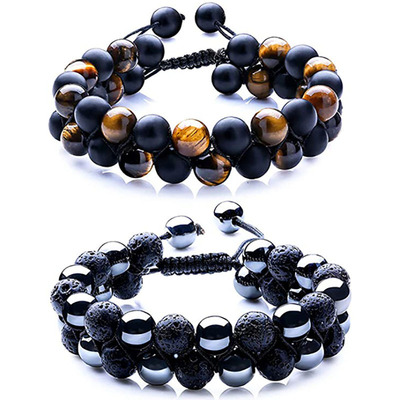 Europe and America New products Cross border Selling natural Scrub Tiger Eye double-deck Hand string manual weave multi-storey Beading Bracelet