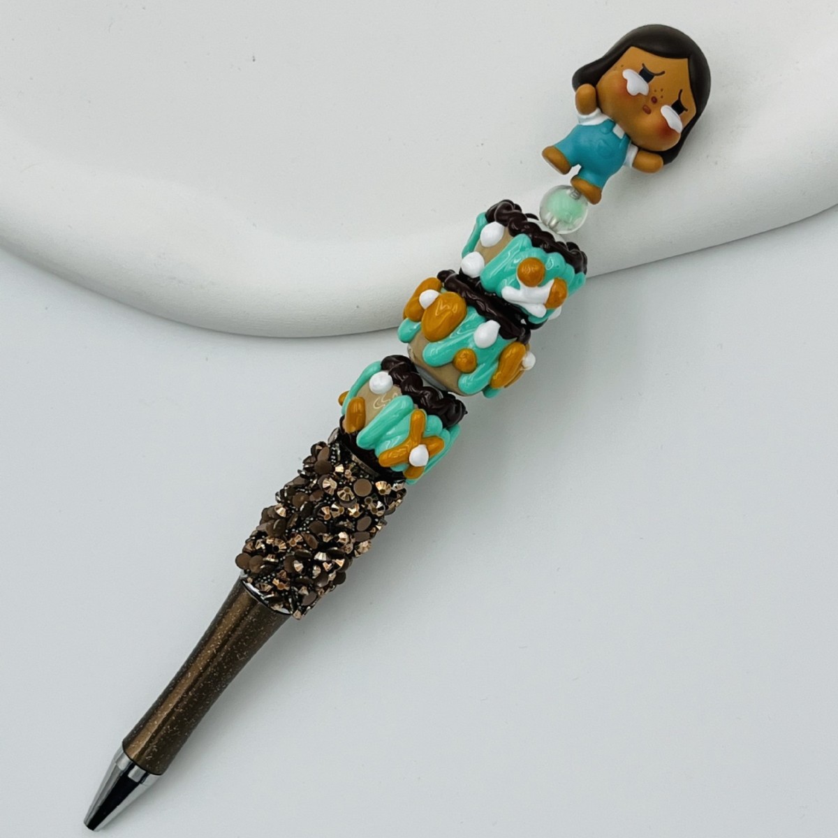 Genuino bolígrafo de granos espumoso, bolígrafo de cuentas encantador, bolígrafo de regalo creativo de dibujo a mano, bolígrafo de bola creativo