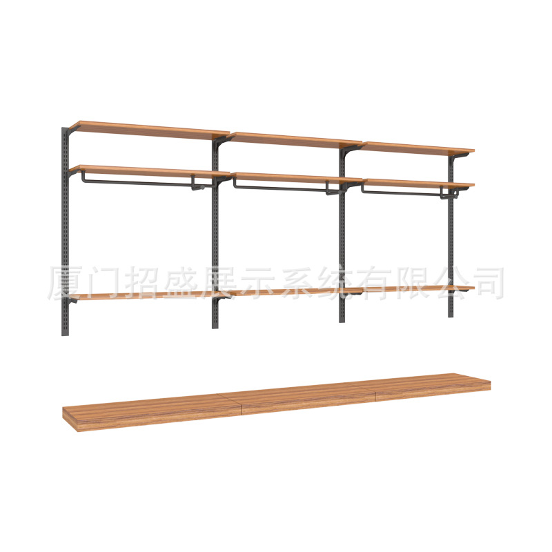 Tienda de ropa para hombres estante de exhibición percha pared montada en el piso Net tienda roja decoración colgante de pared estante para hombres