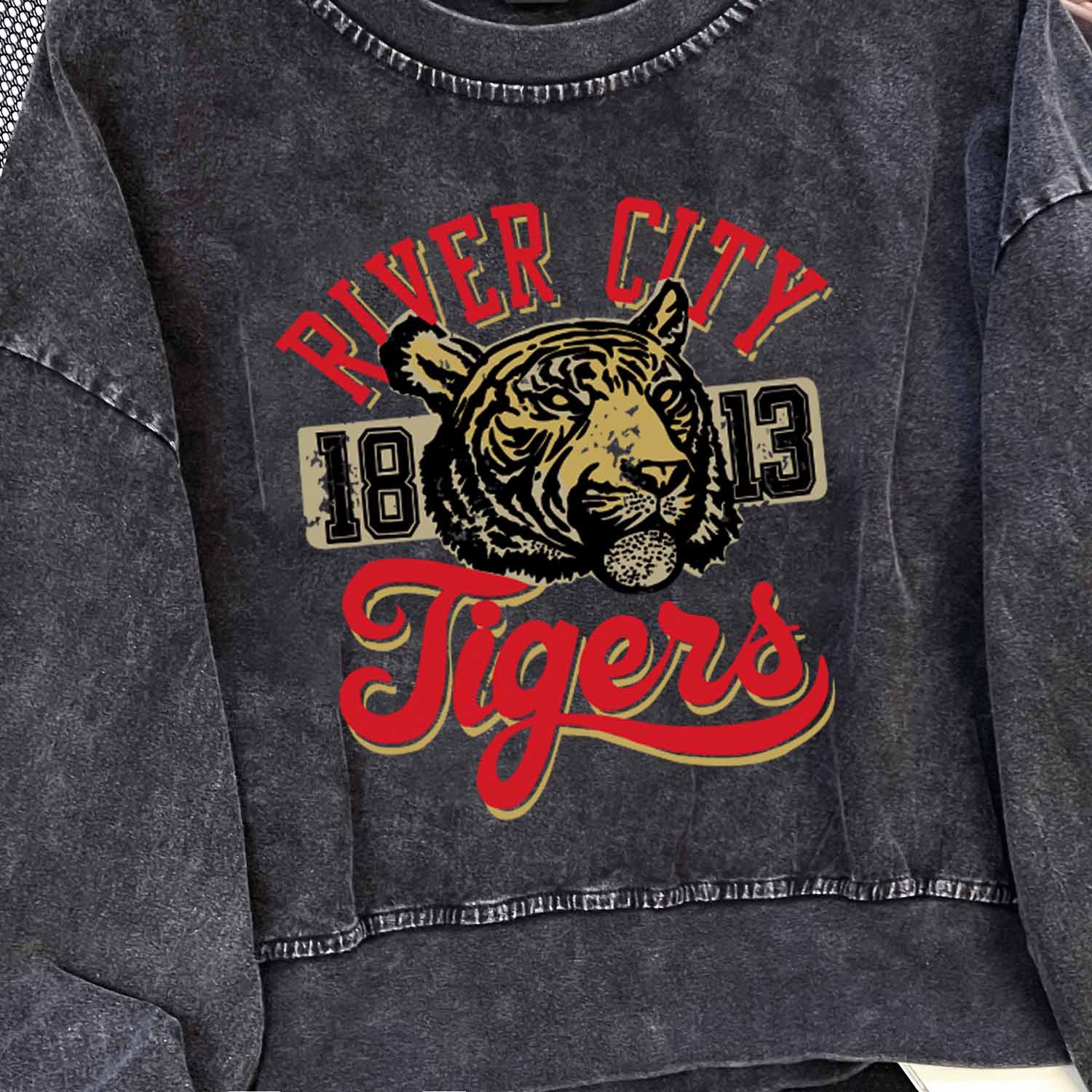 Brand Washed Distressed Loose O neck Short Sweater Niche Washed Vintage Pure Cotton Long T Shirt Trendy