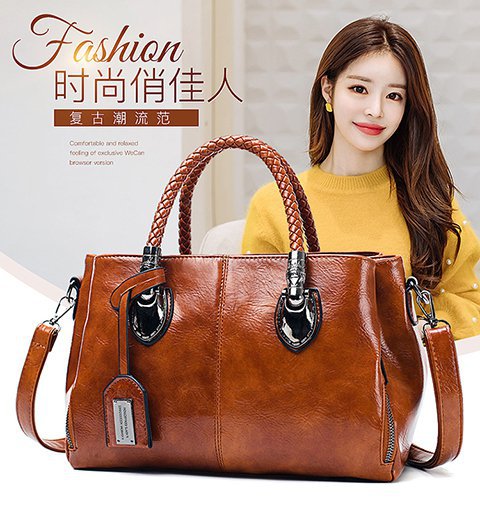 European and American retro women's bag trend, new cross-border hand-held shoulder crossbody bag made of oil wax leather for export, one piece, global consignment undefined
