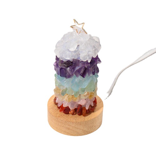 Natural crystal gravel night light seven-color crystal raw stone diy bedside lamp usb plug-in night light Christmas gift