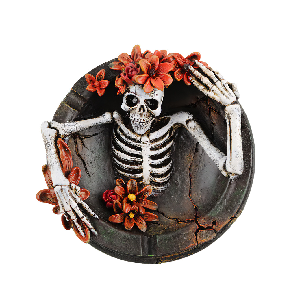  Explosions Personalized Flower Decoration Skull Resin Ashtray Ornaments Halloween Home Desktop Decorations