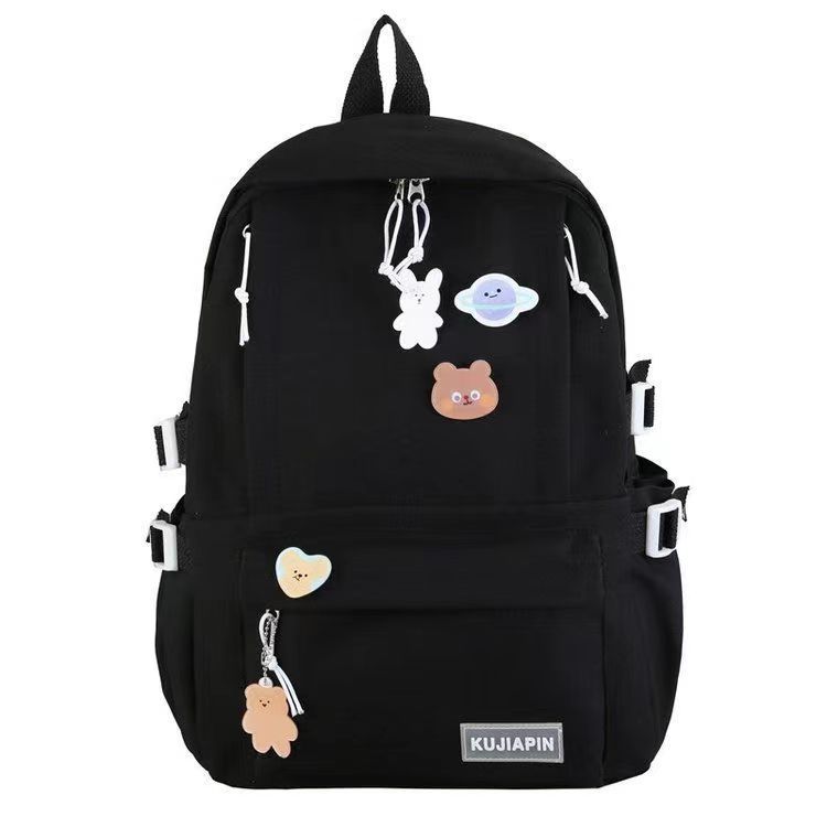 Mochila escolar para estudiantes de secundaria, mochila sencilla y ligera de estilo coreano de gran capacidad, mochila informal de color puro para niña