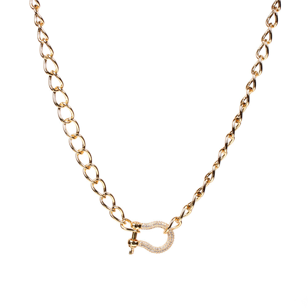 Fashion Diamond Clavicle Chain U-shaped Necklace Bracelet Set display picture 4