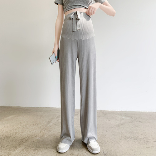 Maternity pants, women's spring and autumn outer wear wide-leg pants, summer thin, drapey, large-size straight trousers, maternity wear, summer style