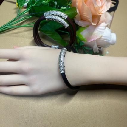Men's Six-Character Mantra Three Silver Ornaments Chicken Blood Vine Bracelet Couple Style Xizang Silver Bracelet Wooden Bracelet Handmade Artistic Retro