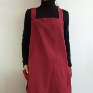 Correa cruzada larga de algodón y lino rojo