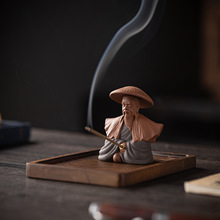 中式禅意姜太公钓鱼线香炉家用室内香插香座香托桌面香薰炉摆件