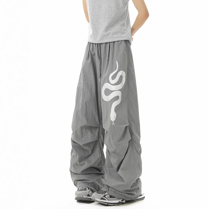 American Silver Snake Handsome Casual Hip-Hop Sports Quick-Dry Pants Men's Jazz Hip-Hop Paratroopers Workwear Sports Wide-Leg Pants