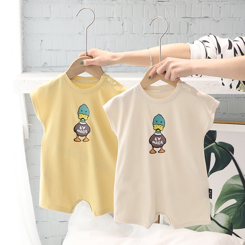2023 Summer New Baby's Popular Internet Trendy Short-sleeved Baby Hare Cute Cartoon Duck Men's and Women's Children's Clothing