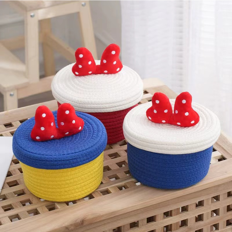 Escape Princess Cotton Rope Storage Basket Weaving Desk Miscellaneous Data Cord Covered Storage Basket Cute Bedroom Storage Basket