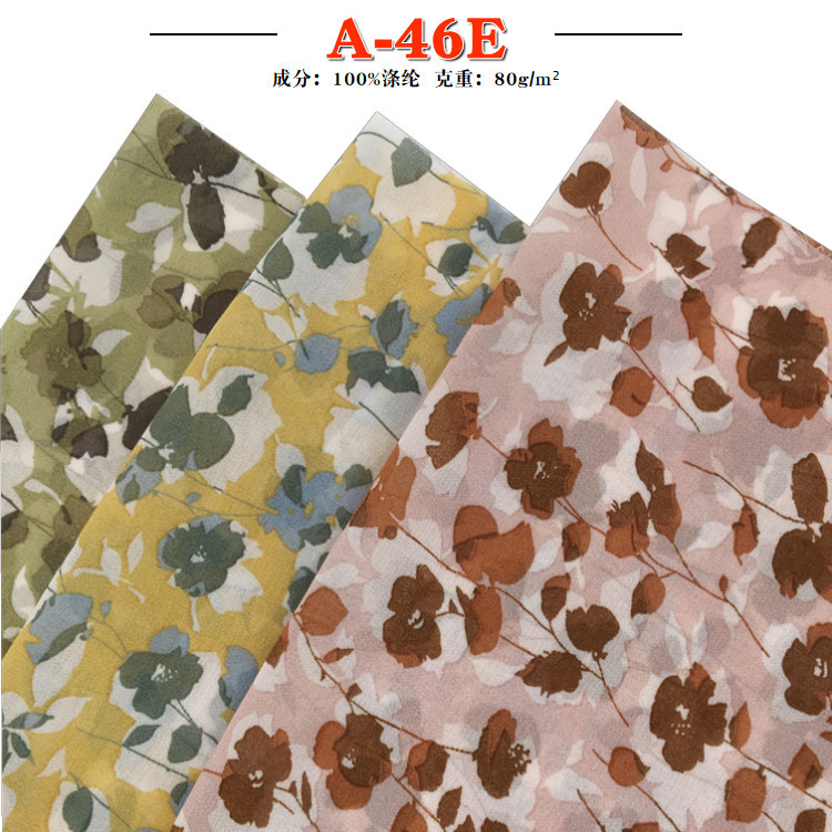 Spring and summer 2021 new pattern Woven printing Fabric Botany printing Broken flowers Dress shirt cloth Pearl Chiffon