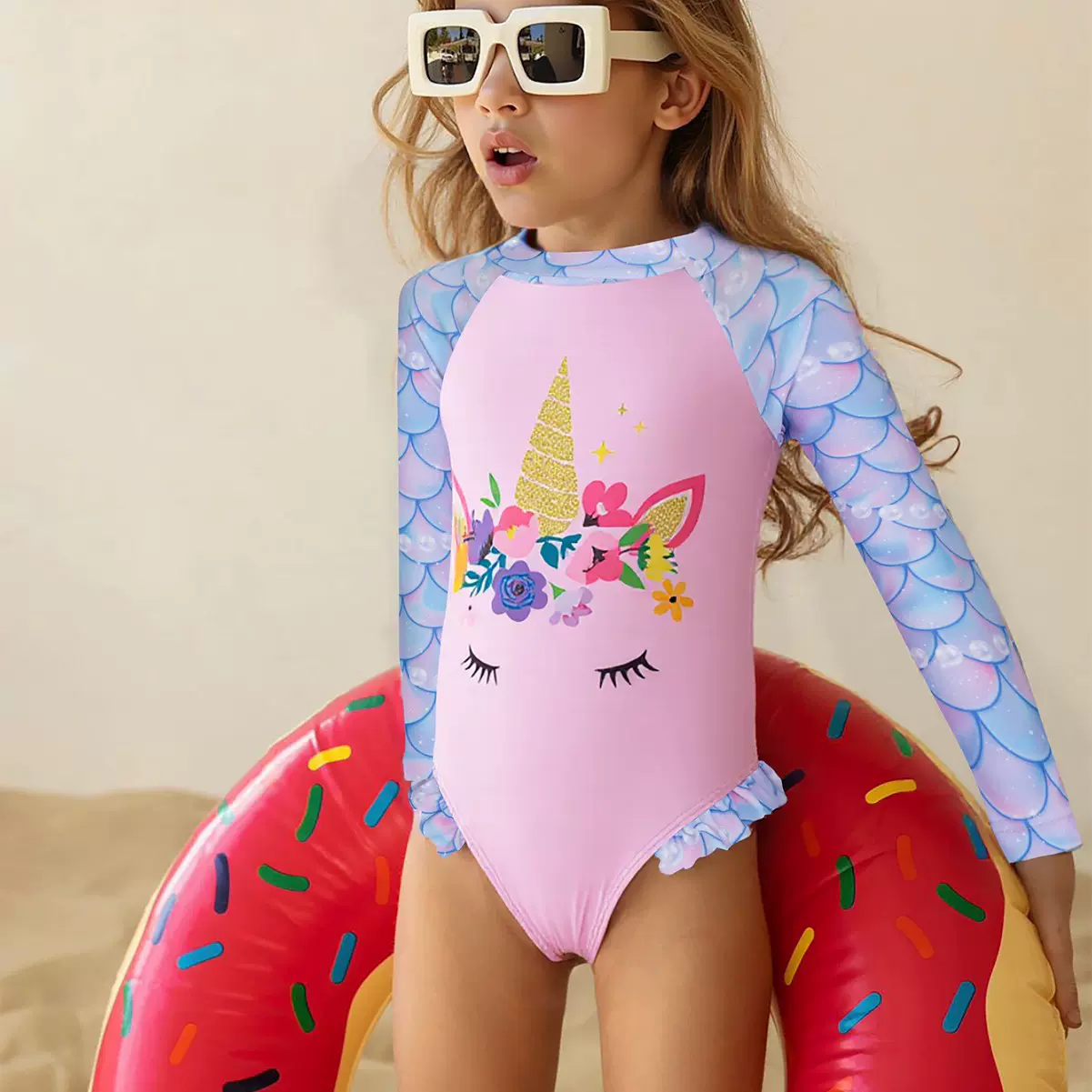 新款时尚儿童泳衣可爱ins舒适女童