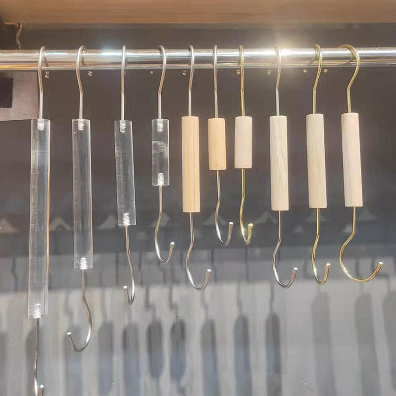 Clothing Store Coat and Bag Beech Wood S-Hooks, Acrylic Extended S-Shaped Double-Sided Hooks, Multifunctional and Practical Extended Version
