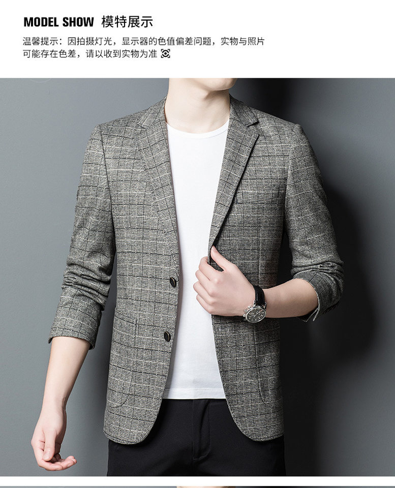 Áo vest nam họa tiết kẻ caro phong cách Hàn Quốc, dáng ôm co giãn, mặc thường ngày — Caro xám nhạt chi tiết 10